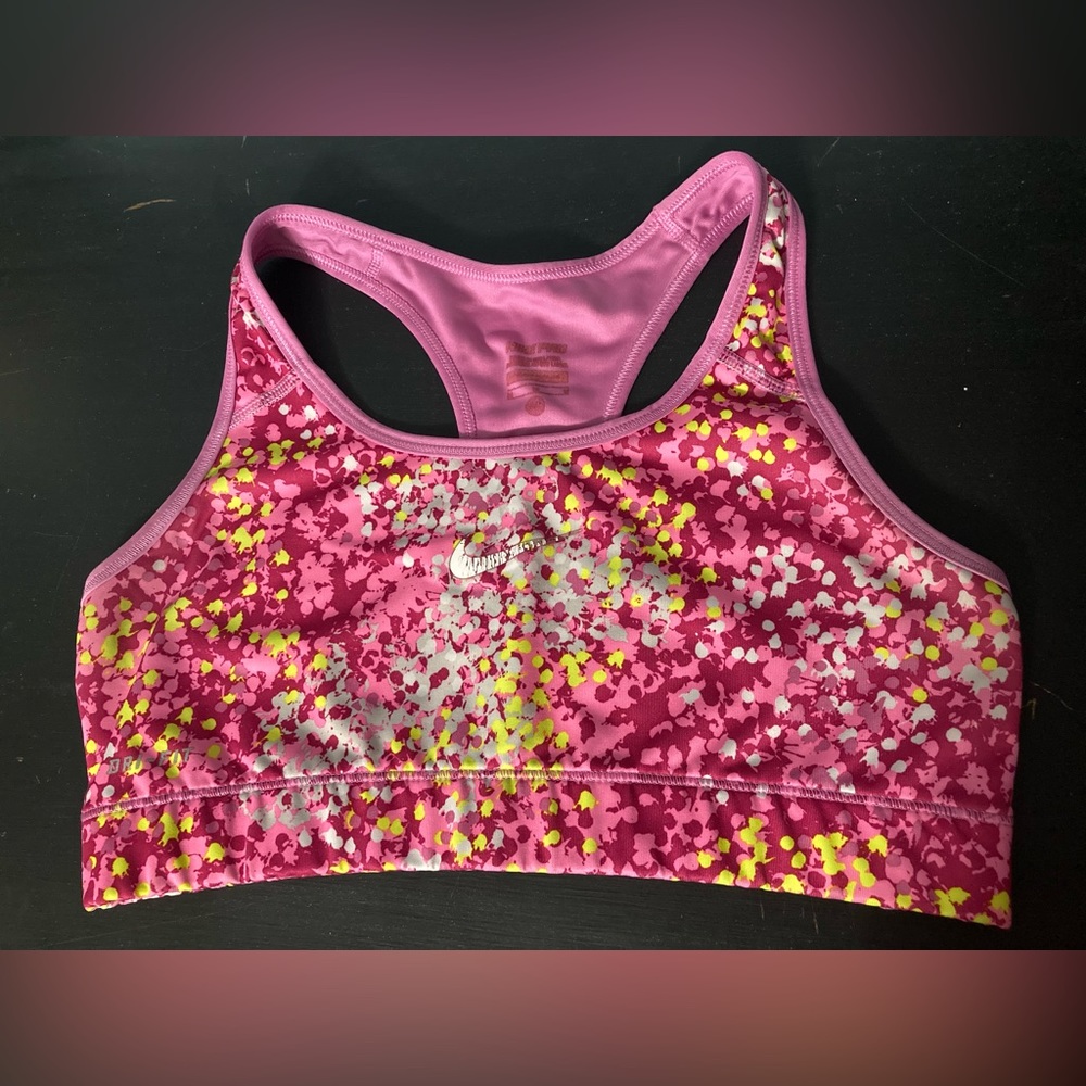 Pink Nike sports bra